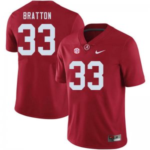 NCAA Men's Alabama Crimson Tide #33 Jackson Bratton Stitched College 2020 Nike Authentic Crimson Football Jersey QZ17C00BS